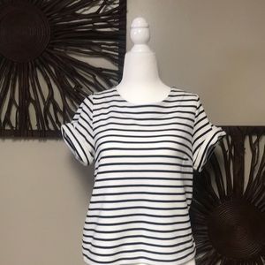 White and Blue Striped Shirt.